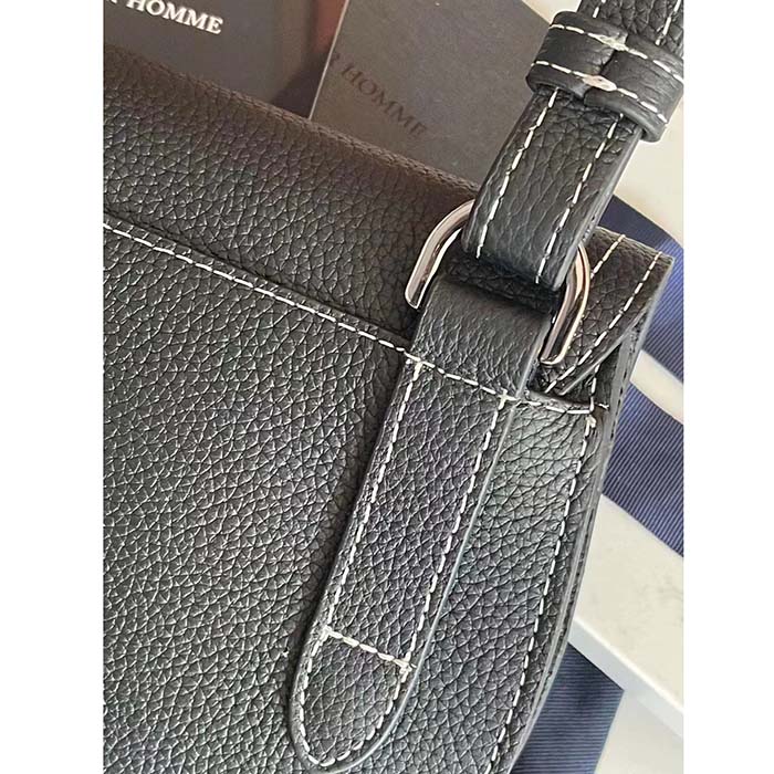 Dior Unisex CD Saddle Pouch Black Grained Calfskin Hallmark Saddle
