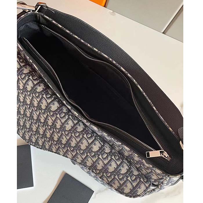 Dior Unisex CD Saddle Soft Bag Beige Black Dior Oblique Jacquard