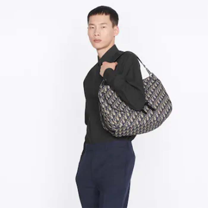 Dior Unisex CD Saddle Soft Bag Beige Black Dior Oblique Jacquard