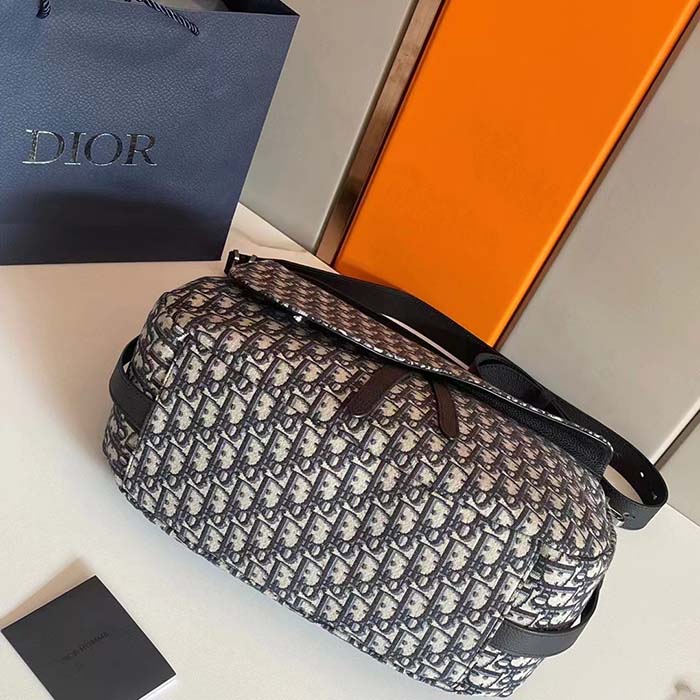 Dior Unisex CD Saddle Soft Bag Beige Black Dior Oblique Jacquard