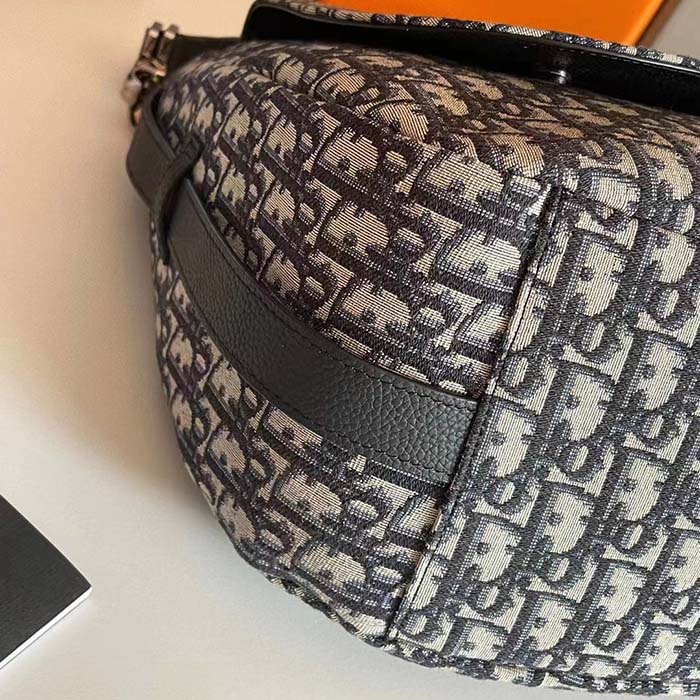 Dior Unisex CD Saddle Soft Bag Beige Black Dior Oblique Jacquard