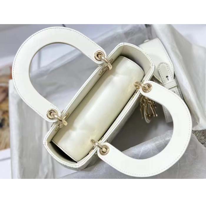 Dior Women CD Small Lady Dior My ABCDior Bag Latte Quilted-Effect Lambskin