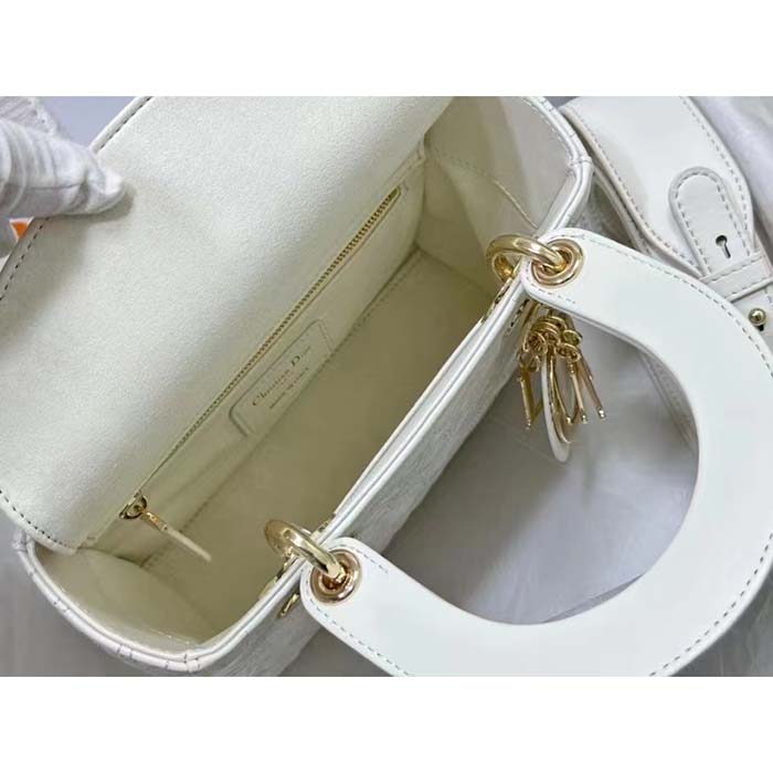 Dior Women CD Small Lady Dior My ABCDior Bag Latte Quilted-Effect Lambskin