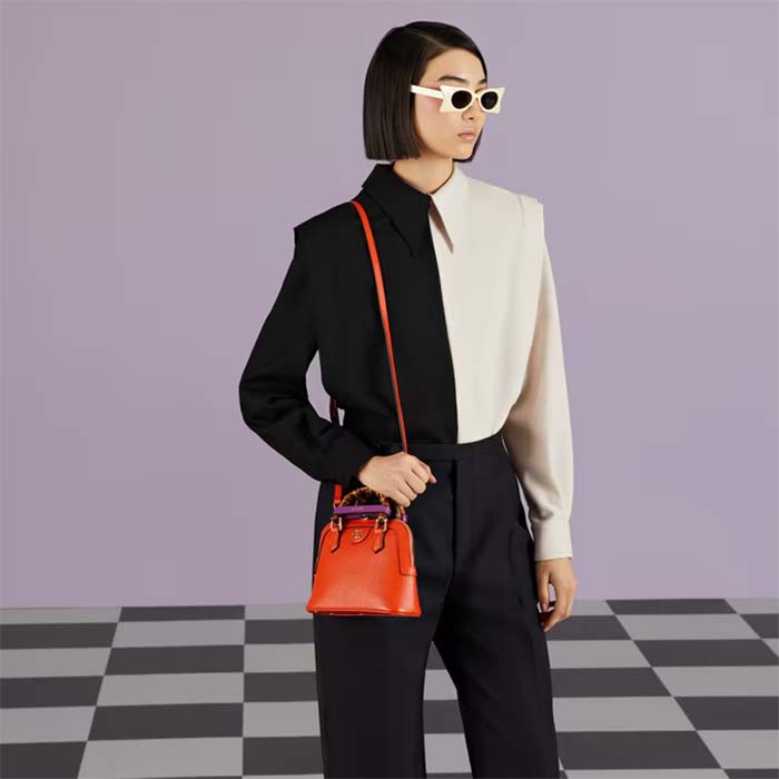 Gucci GG Women Gucci Diana Mini Tote Bag Orange Leather Double G