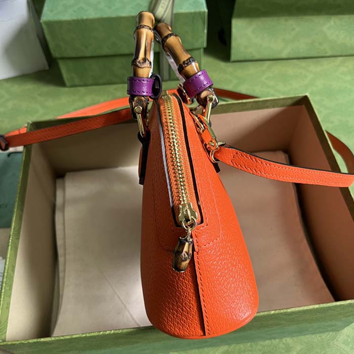 Gucci GG Women Gucci Diana Mini Tote Bag Orange Leather Double G