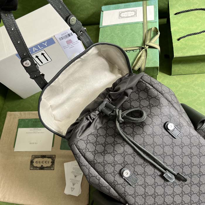 Gucci Unisex Ophidia GG Medium Backpack Grey Black GG Supreme Canvas