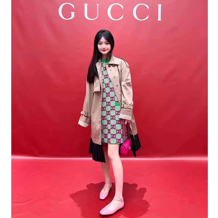 Gucci Women GG Ballet Flat Double G Pink Leather Sole Flat 1 Cm Heel