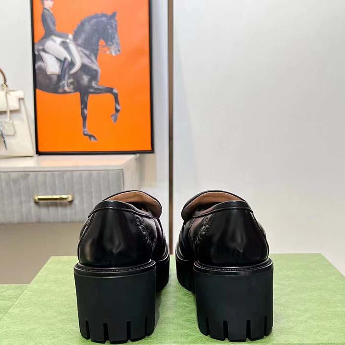 Gucci Women GG Matelassé Loafer Black Leather Low 2.5 Cm Heel