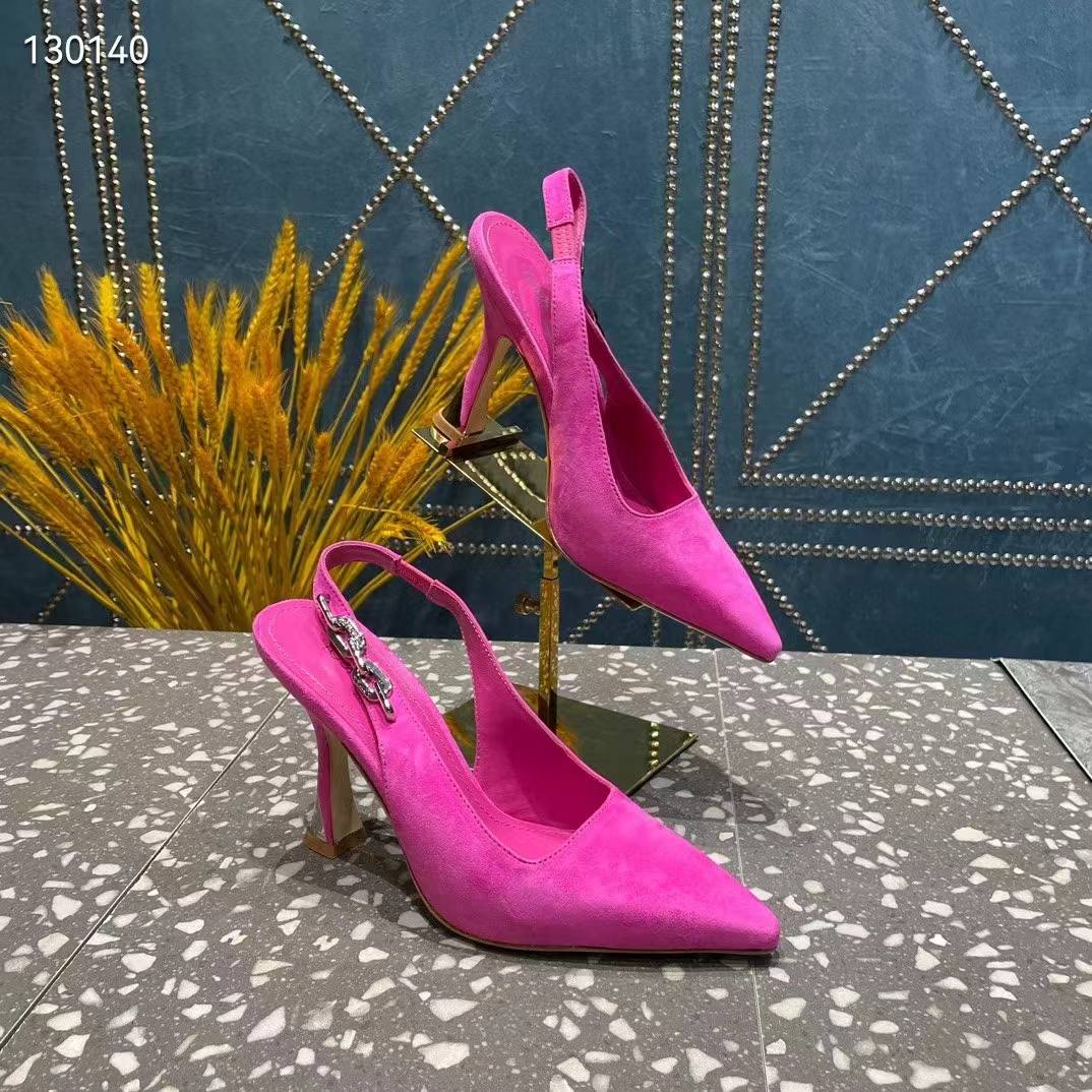Louis Vuitton LV Women Sparkle Slingback Fuchsia Suede Baby Goat Leather 9.5 Cm Heel