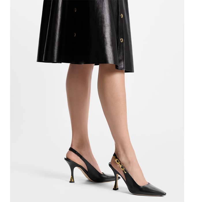 Louis Vuitton LV Women Sparkle Slingback Pump Black Calf Leather 9.5 Cm Heel