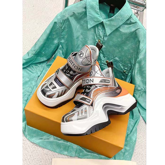 Louis Vuitton Women LV Archlight 2.0 Platform Sneaker Orange Silver 5 Cm Heel