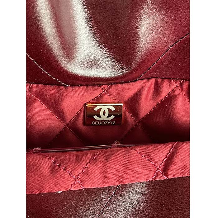 Chanel Women CC 22 Handbag Shaded Calfskin Gold-Tone Metal Pink Burgundy