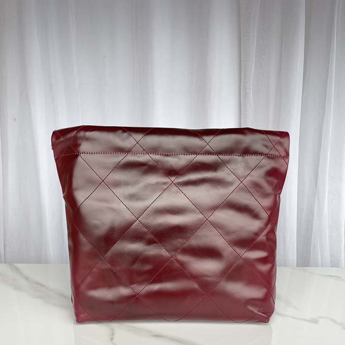 Chanel Women CC 22 Handbag Shaded Calfskin Gold-Tone Metal Pink Burgundy