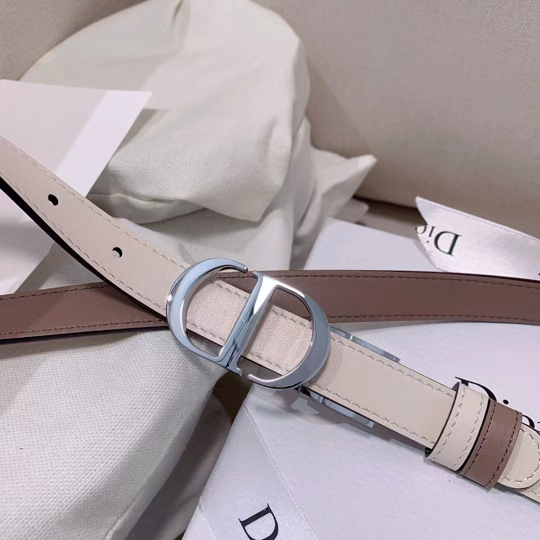 Dior CD Women 30 Montaigne Reversible Belt Latte Beige Smooth Calfskin
