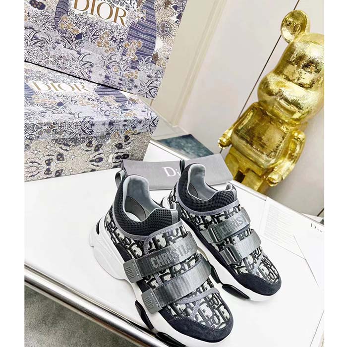 Dior Unisex Shoes CD D-Wander Sneaker Deep Blue Dior Oblique Technical Fabric
