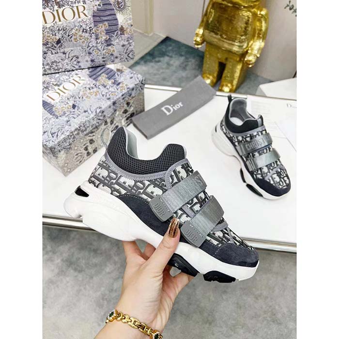 Dior Unisex Shoes CD D-Wander Sneaker Deep Blue Dior Oblique Technical Fabric