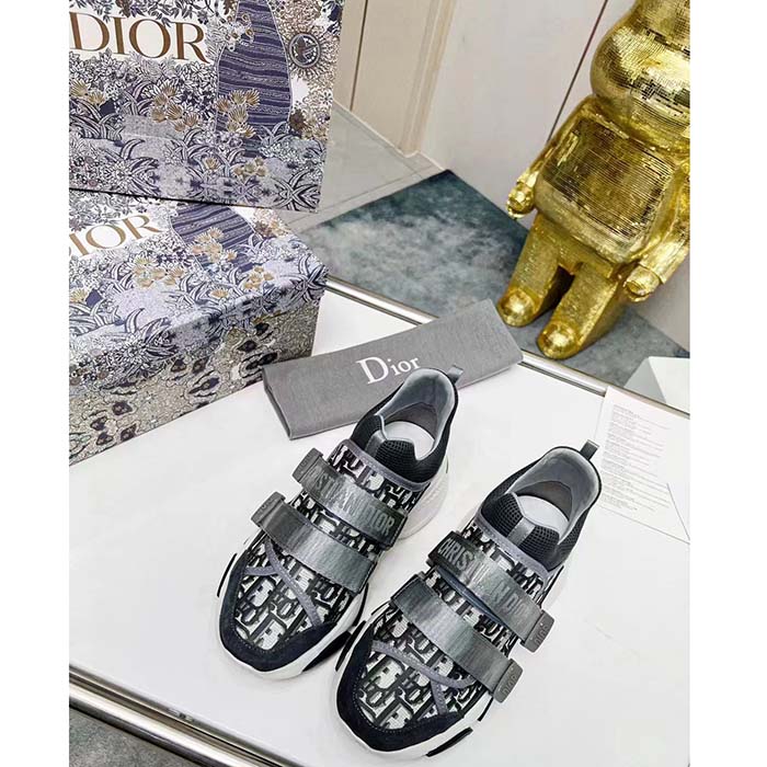 Dior Unisex Shoes CD D-Wander Sneaker Deep Blue Dior Oblique Technical Fabric