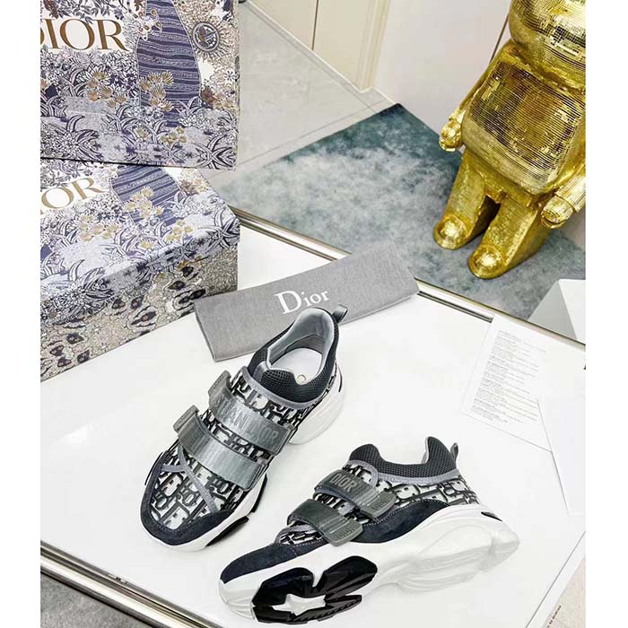 Dior Unisex Shoes CD D-Wander Sneaker Deep Blue Dior Oblique Technical Fabric