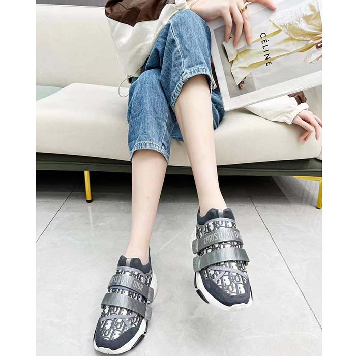 Dior Unisex Shoes CD D-Wander Sneaker Deep Blue Dior Oblique Technical Fabric
