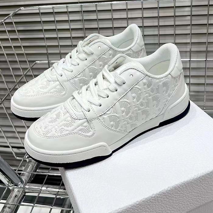 Dior Unisex Shoes CD Dior One Sneaker White Dior Oblique Perforated Calfskin