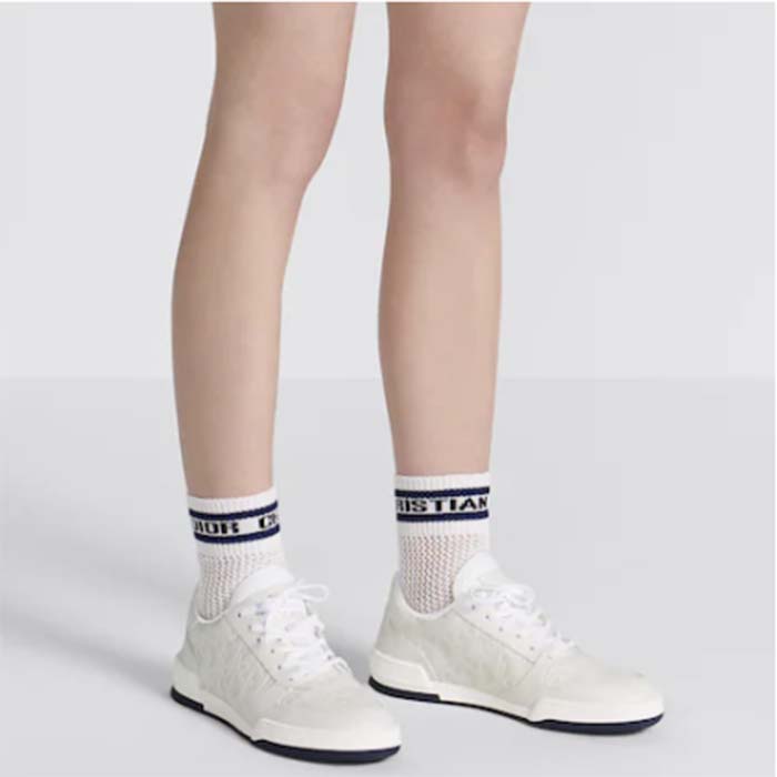Dior Unisex Shoes CD Dior One Sneaker White Dior Oblique Perforated Calfskin