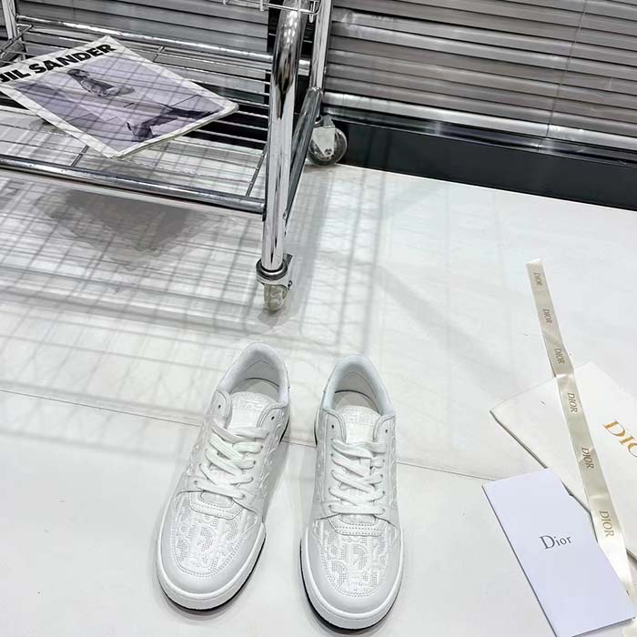 Dior Unisex Shoes CD Dior One Sneaker White Dior Oblique Perforated Calfskin