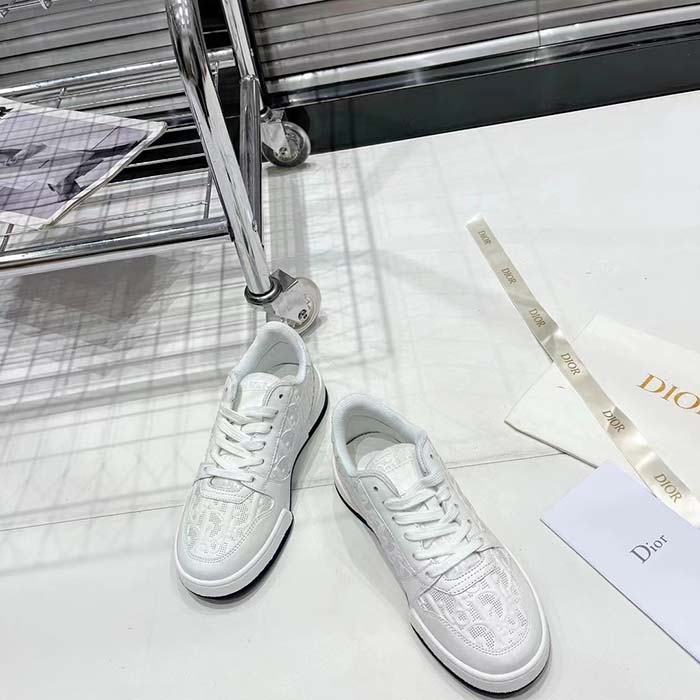 Dior Unisex Shoes CD Dior One Sneaker White Dior Oblique Perforated Calfskin