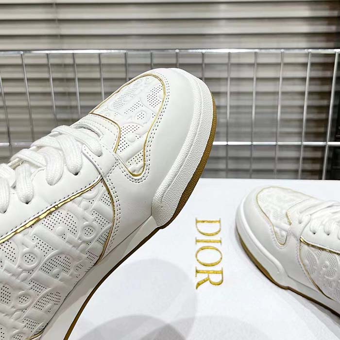 Dior Unisex Shoes CD One Sneaker White Gold-Tone Dior Oblique Perforated Calfskin