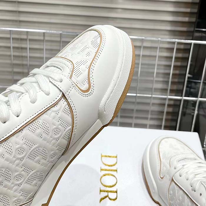 Dior Unisex Shoes CD One Sneaker White Nude Dior Oblique Perforated Calfskin