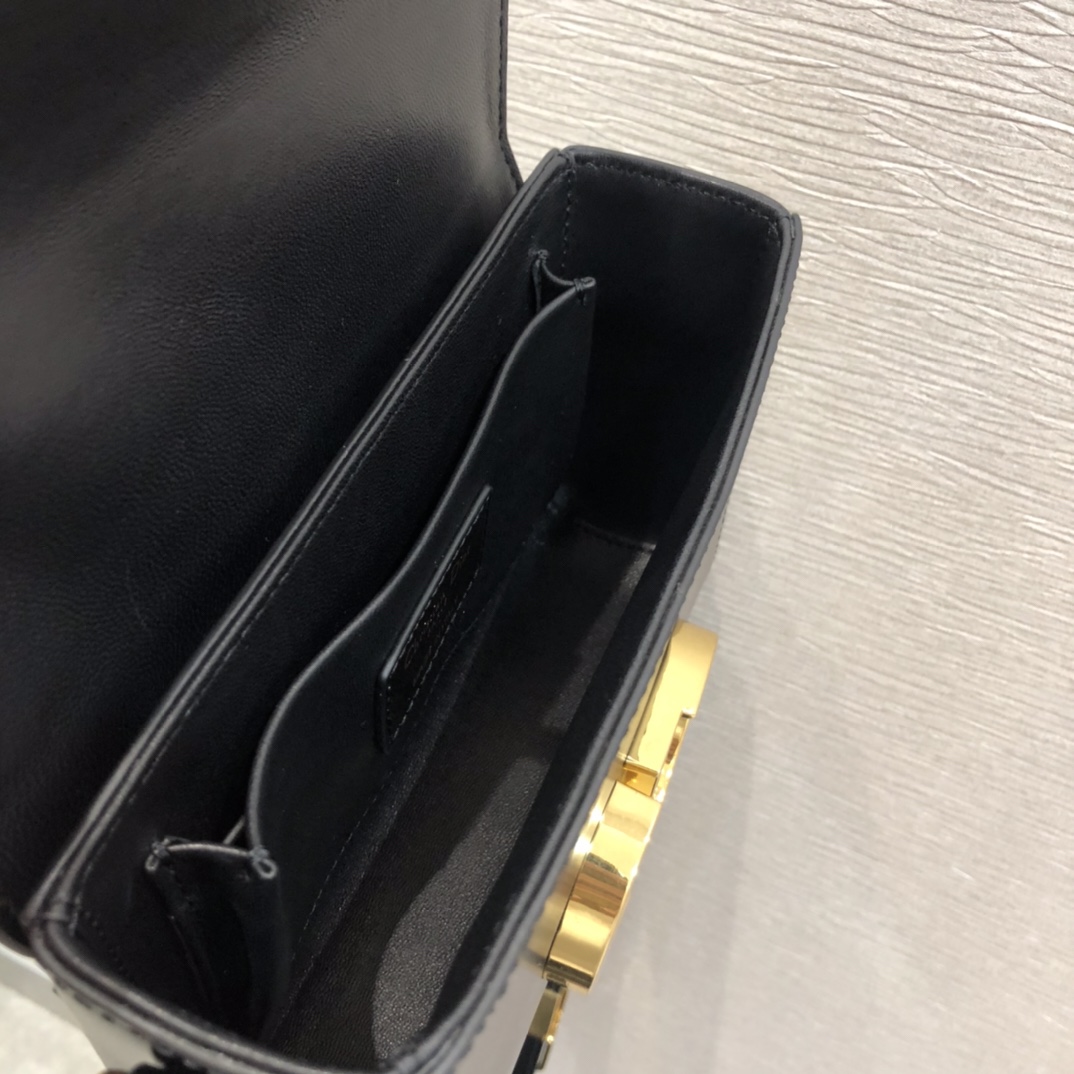 Dior Women CD Micro 30 Montaigne Bag Black Box Calfskin Flap Closure
