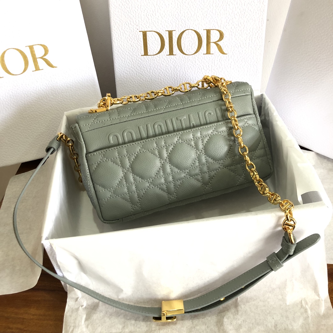 Dior Women CD Small Dior Caro Bag Gray Supple Cannage Calfskin