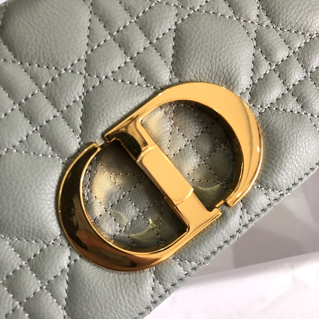 Dior Women CD Small Dior Caro Bag Gray Supple Cannage Calfskin