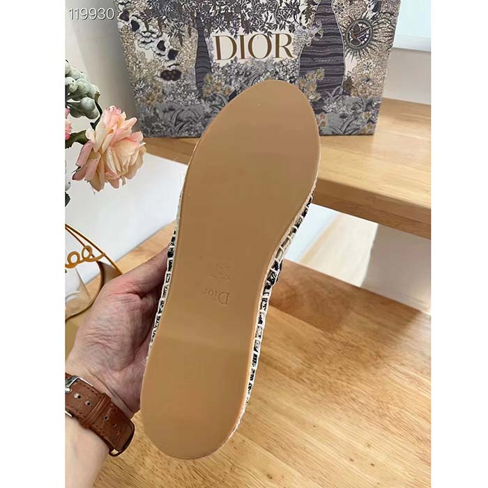 Dior Women Granville Espadrille White Multicolor Jardin D’Hiver Embroidered Cotton