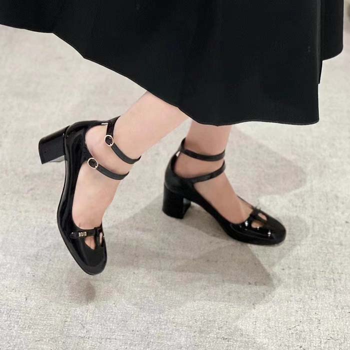 Dior Women Shoes CD Aime Dior Ballerina Pump Black Patent Calfskin