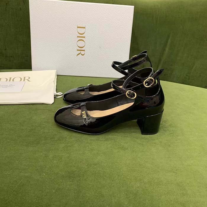 Dior Women Shoes CD Aime Dior Ballerina Pump Black Patent Calfskin