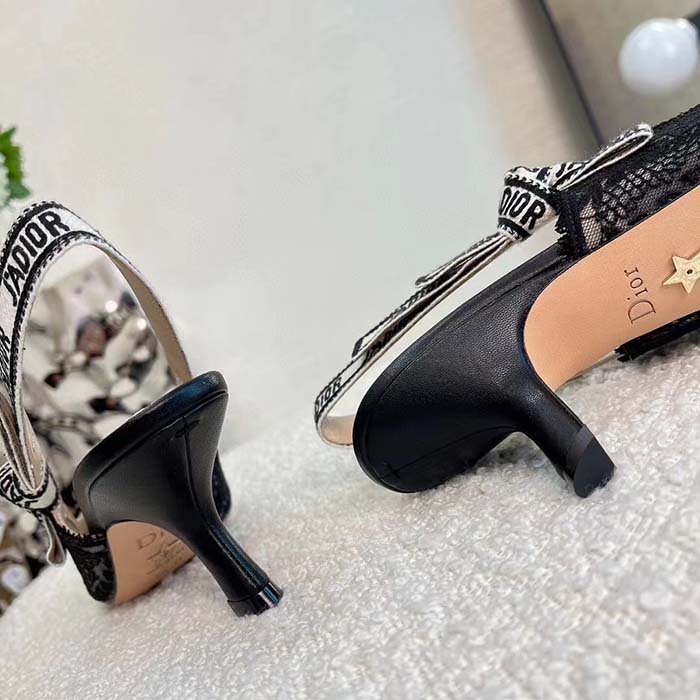Dior Women Shoes CD J’Adior Slingback Pump Black Multicolor Cotton Jardin Botanique Embroidery