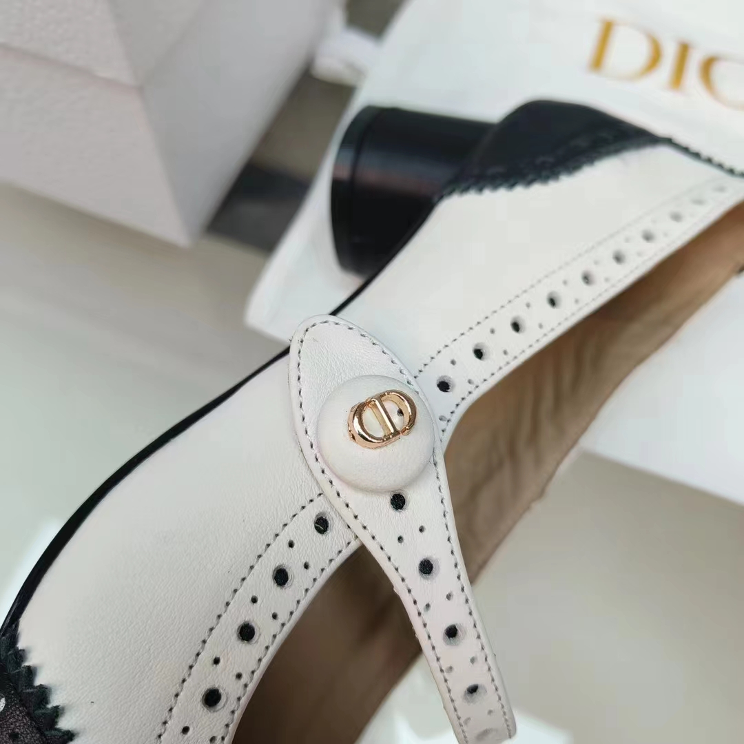 Dior Women Shoes CD Spectadior Ballet Pump Black White Perforated Calfskin