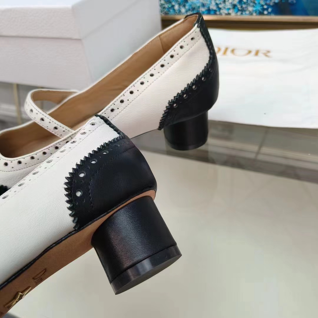 Dior Women Shoes CD Spectadior Ballet Pump Black White Perforated Calfskin