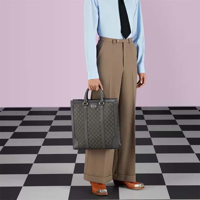 Gucci GG Unisex Ophidia Medium Tote Bag Grey Black GG Supreme Canvas