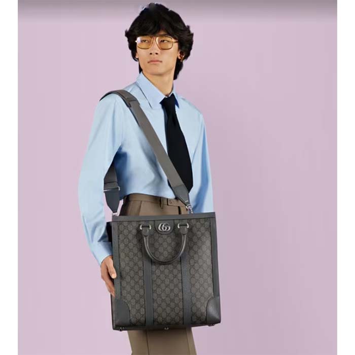 Gucci GG Unisex Ophidia Medium Tote Bag Grey Black GG Supreme Canvas