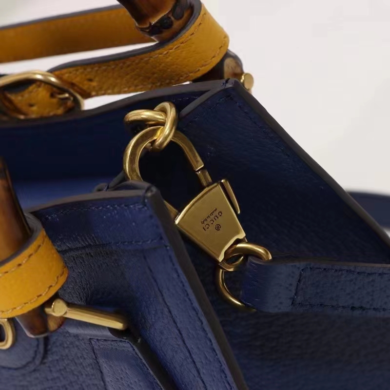 Gucci GG Women Diana Mini Tote Bag Royal Blue Leather Double G