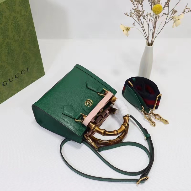 Gucci GG Women Gucci Diana Mini Tote Bag Green Leather Double G