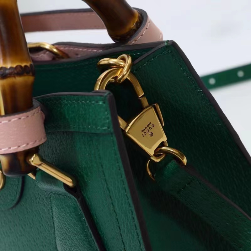 Gucci GG Women Gucci Diana Mini Tote Bag Green Leather Double G