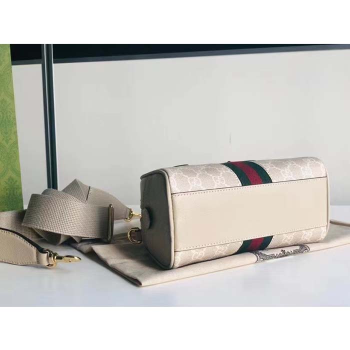 Gucci GG Women Ophidia Mini GG Top Handle Bag White Supreme Canvas