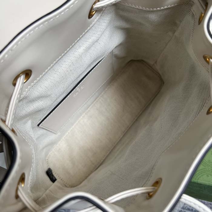 Gucci Unisex GG Bamboo Small Backpack White Leather Bamboo Handle