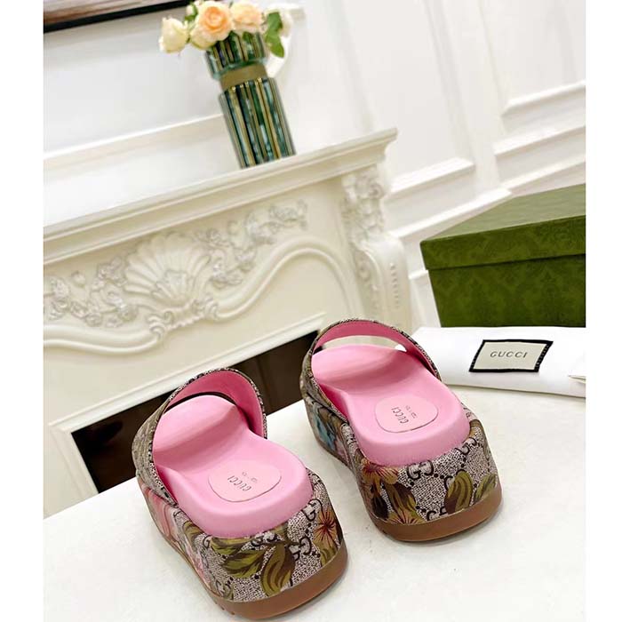 Gucci Unisex Online Exclusive Flora Sandal Multicolor GG Supreme Flora Print Canvas