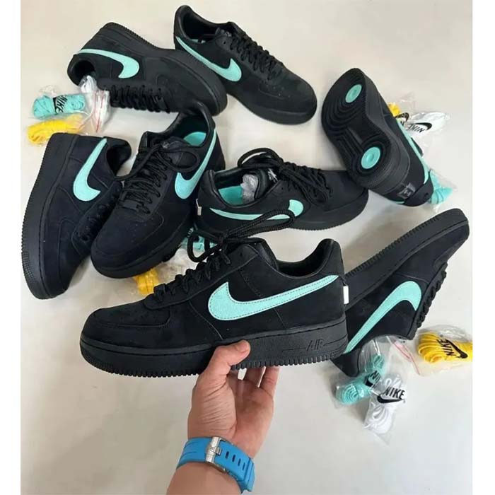 Louis Vuitton LV Unisex Nike Air Force 1 Sneaker Black Monogram Embossed Calf Leather