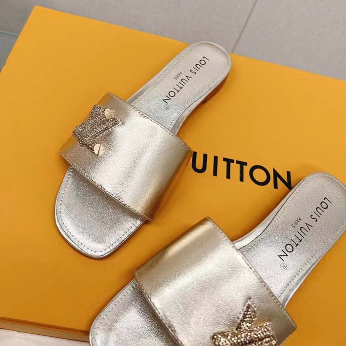 Louis Vuitton Women LV Shake Flat Mule Gold Metallic Lambskin Leather
