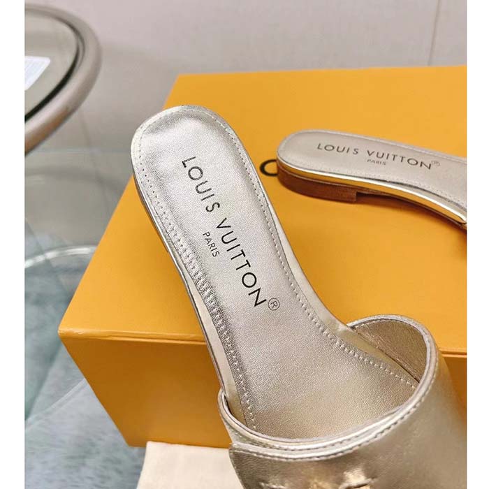 Louis Vuitton Women LV Shake Flat Mule Gold Metallic Lambskin Leather