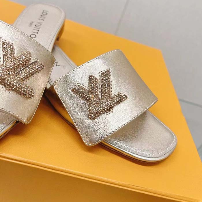 Louis Vuitton Women LV Shake Flat Mule Gold Metallic Lambskin Leather